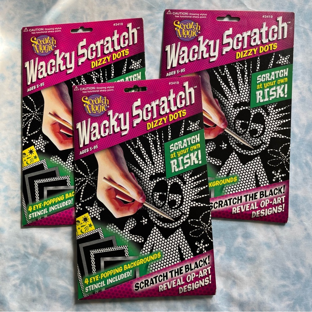 Lot of 3 Scratch Magic Wacky Scratch "Dizzy Dots" activity kits - BRAND NEW